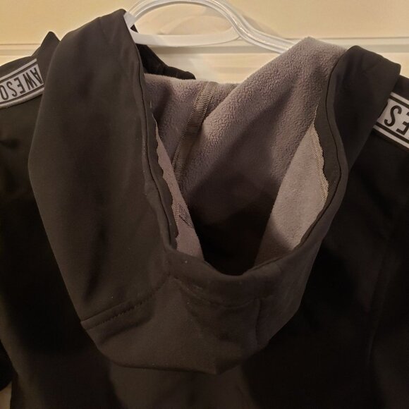 Athletic Works Boy's Black Grey Fleece Hooded Jacket - Size Large or 10/12 - Picture 2 of 10